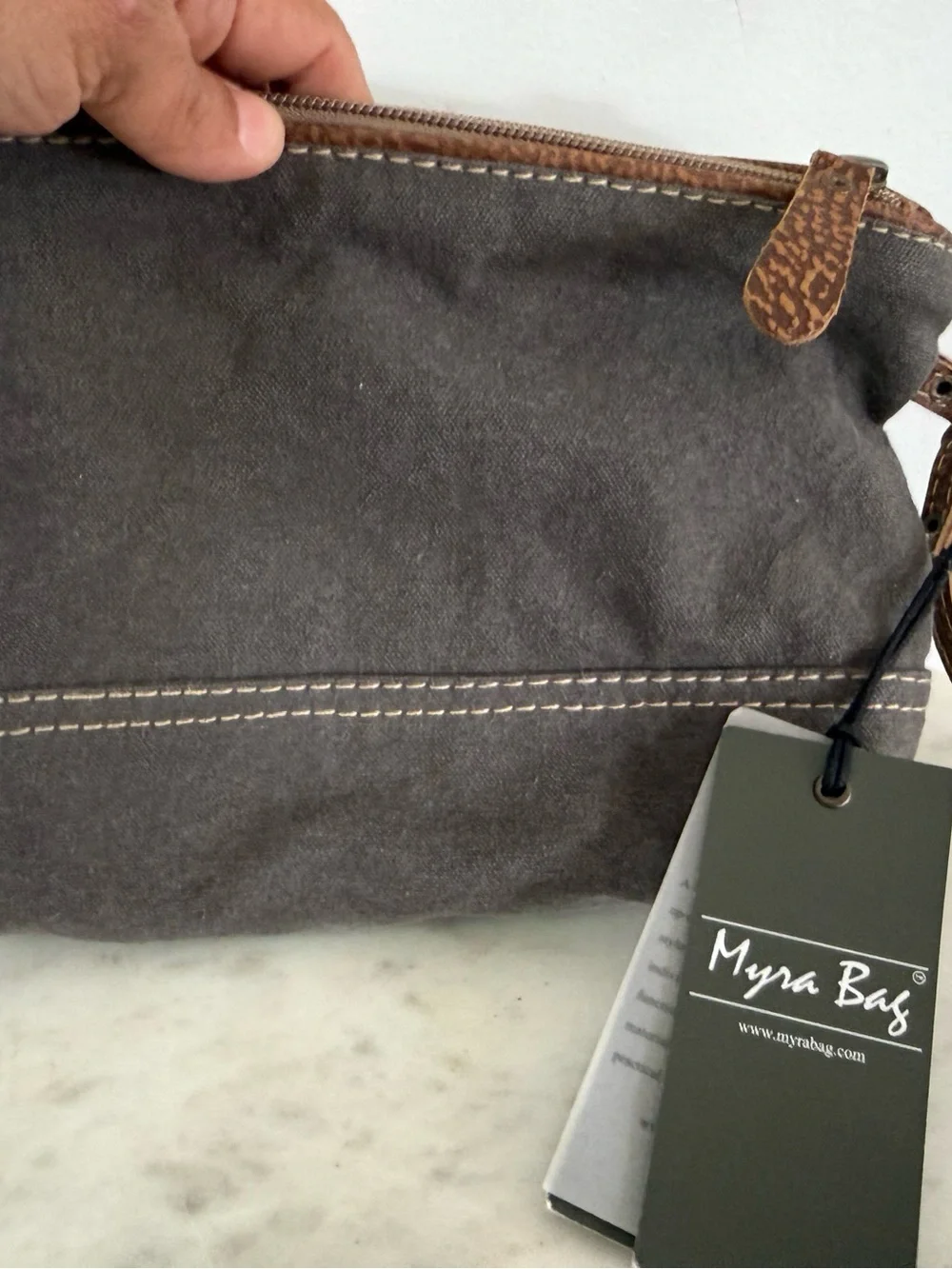 Myra Bags #1523 Floral, Canvas, Hairon/Leather 9.5